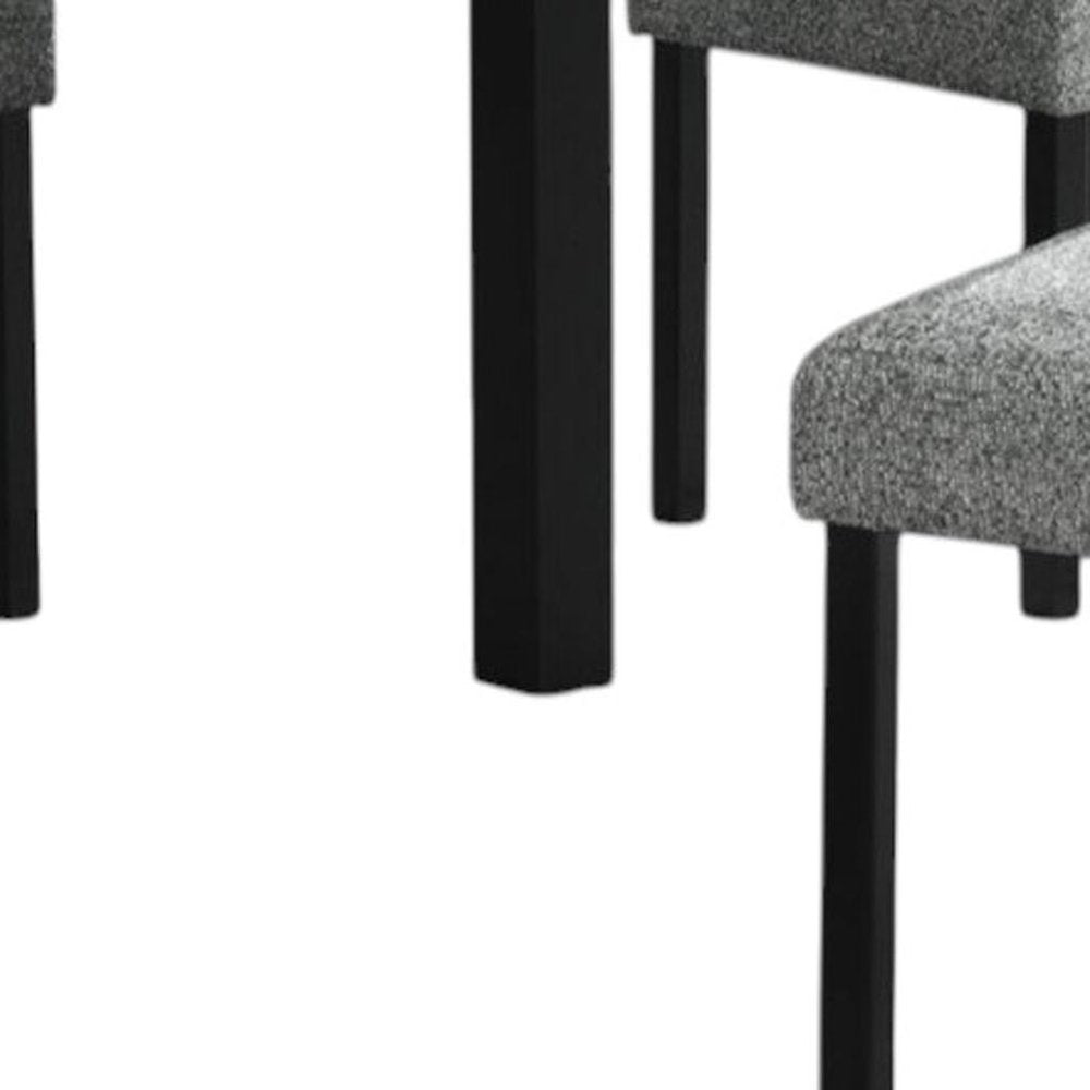 Five Piece White and Black Faux Marble Dining Set with Four Chairs