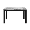 Five Piece White and Black Faux Marble Dining Set with Four Chairs