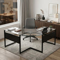 78" Clear and Black Glass and Steel Corner Computer Desk