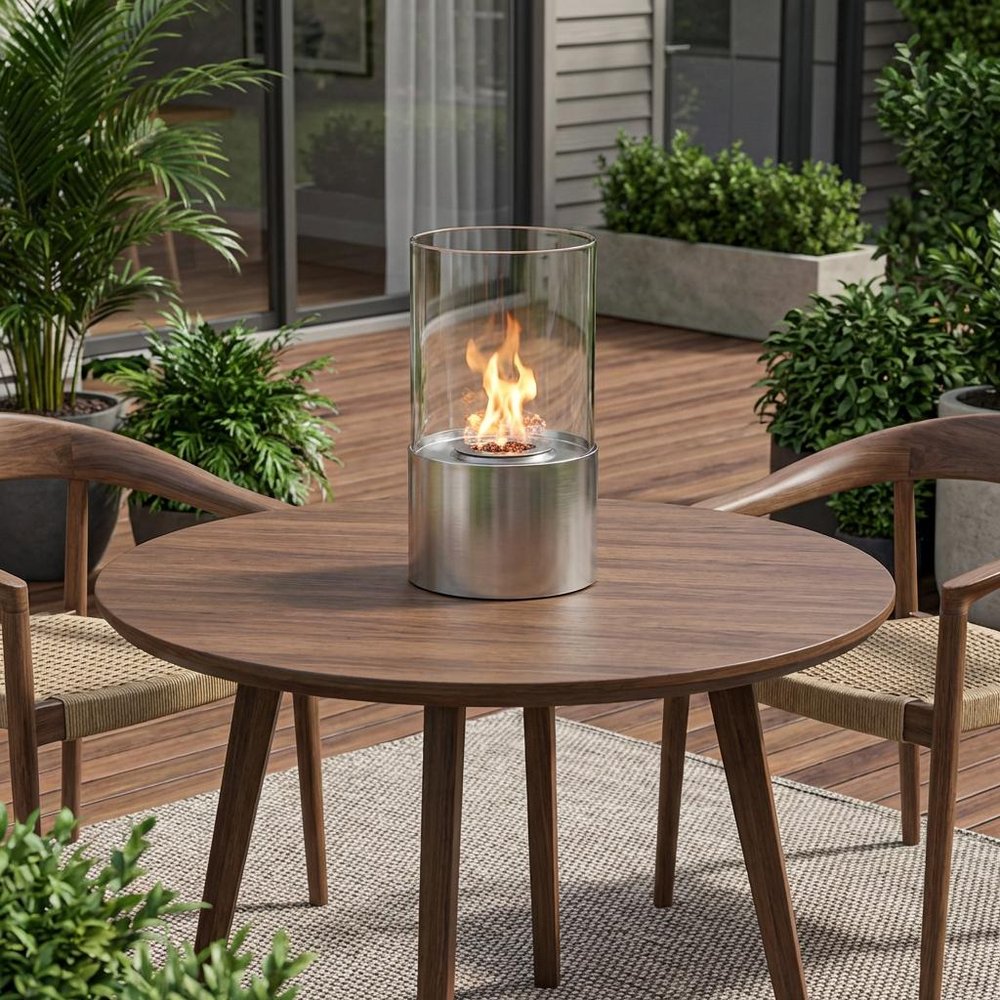 11" Silver Stainless Steel BioEthanol Portable Firepit