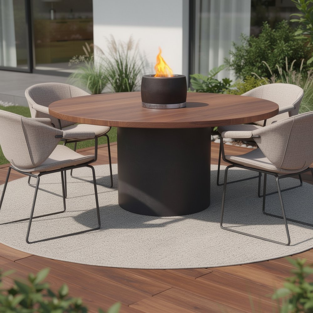 8000 BTU 7" Black Stainless steel Bio-ethanol fuel Portable Round Fire Pit