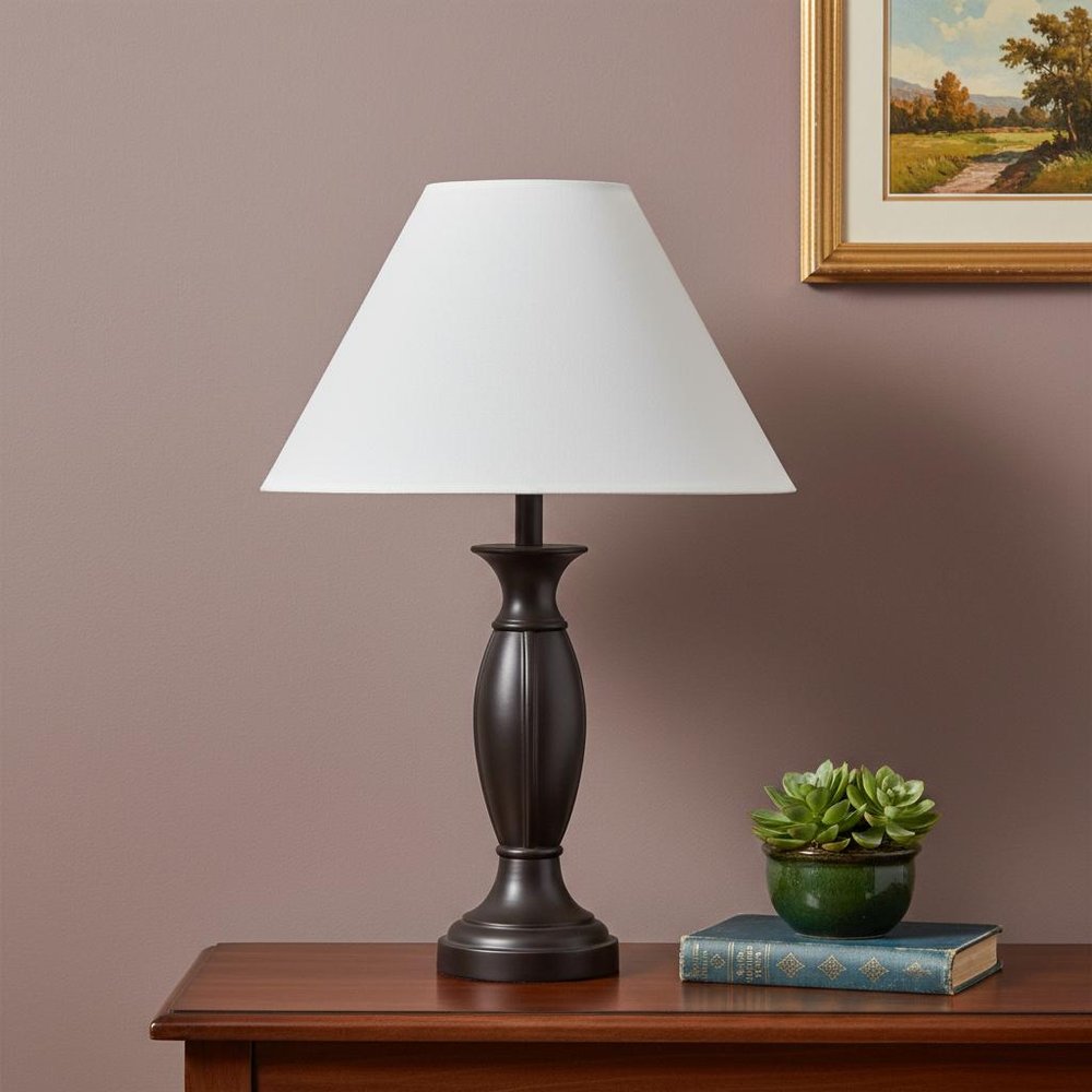 Off White Linen Plain Empire Lamp Shade in a home interior