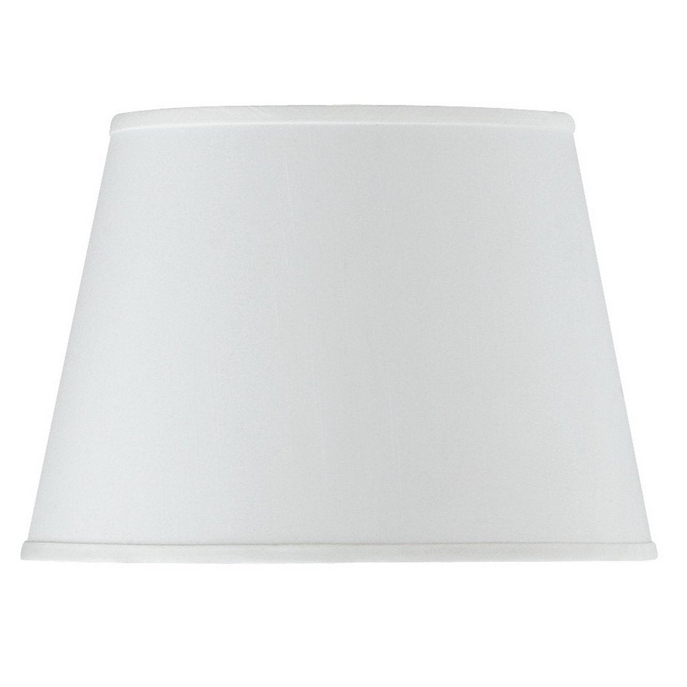 White Faux Silk Plain Drum Lamp Shade on a white background