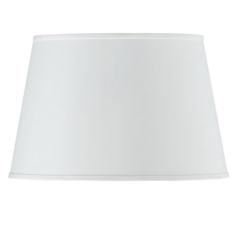 White Faux Silk Plain Drum Lamp Shade on a white background