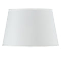 White Faux Silk Plain Drum Lamp Shade on a white background