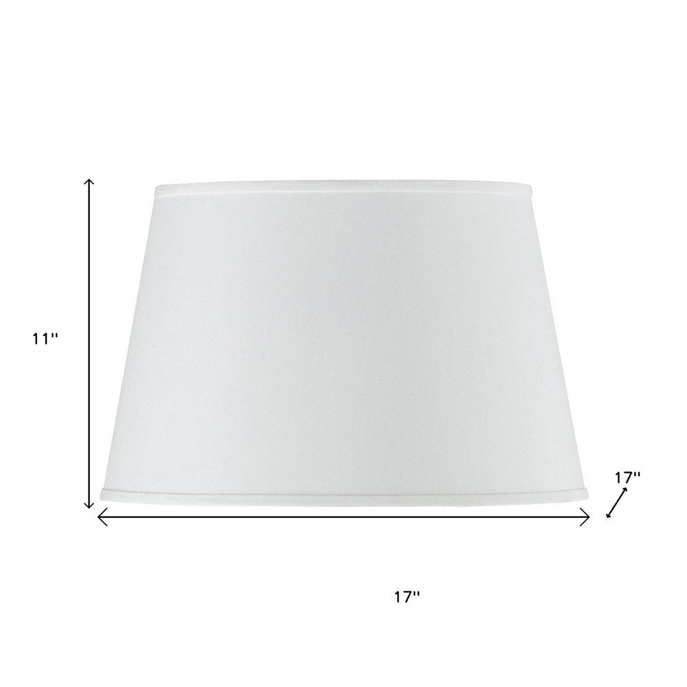 White Faux Silk Plain Drum Lamp Shade on a white background