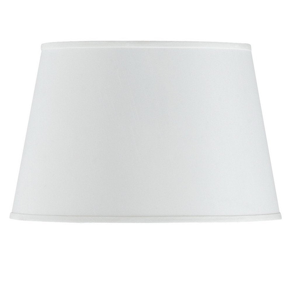 White Faux Silk Plain Drum Lamp Shade on a white background