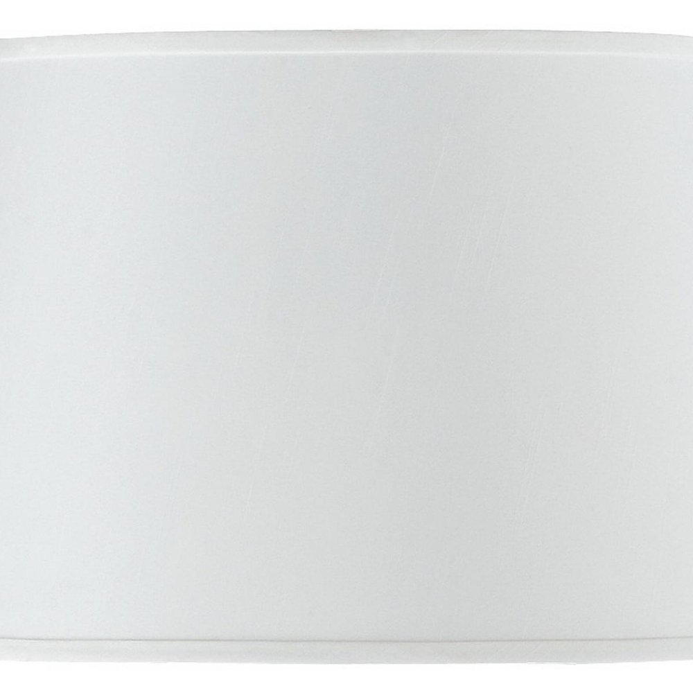 White Faux Silk Plain Drum Lamp Shade on a white background