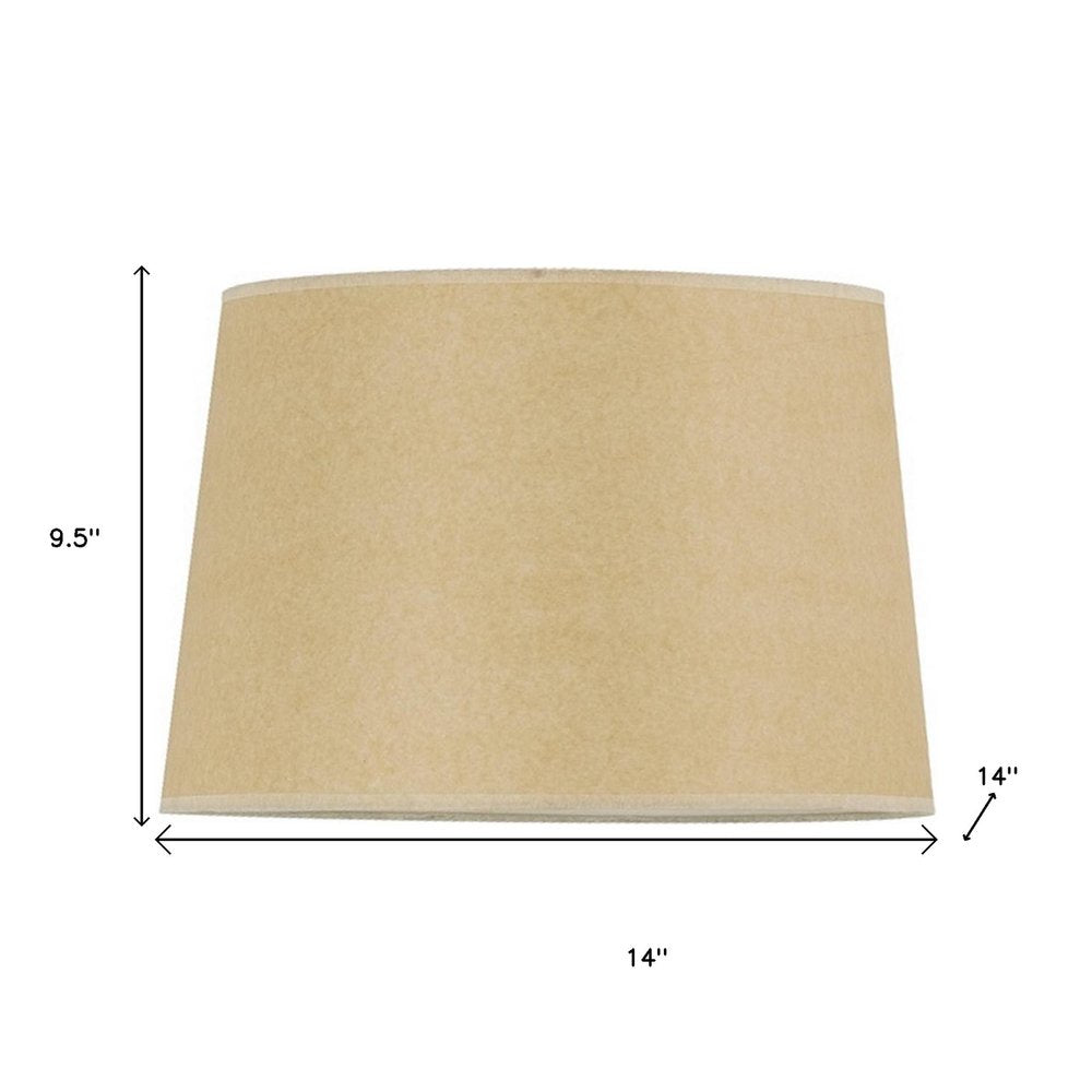 Tan Paper Plain Drum Lamp Shade on a white background