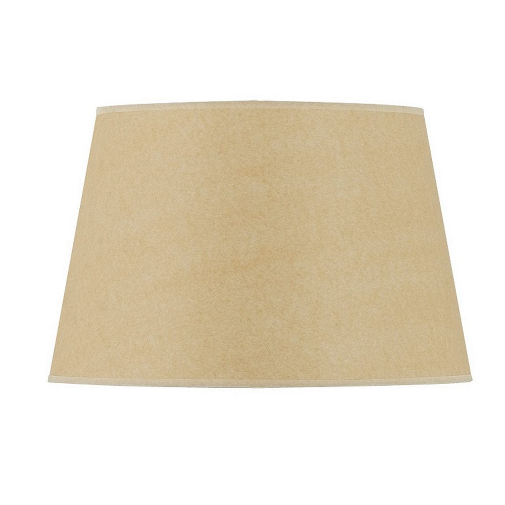 Tan Linen Plain Drum Lamp Shade on a white background