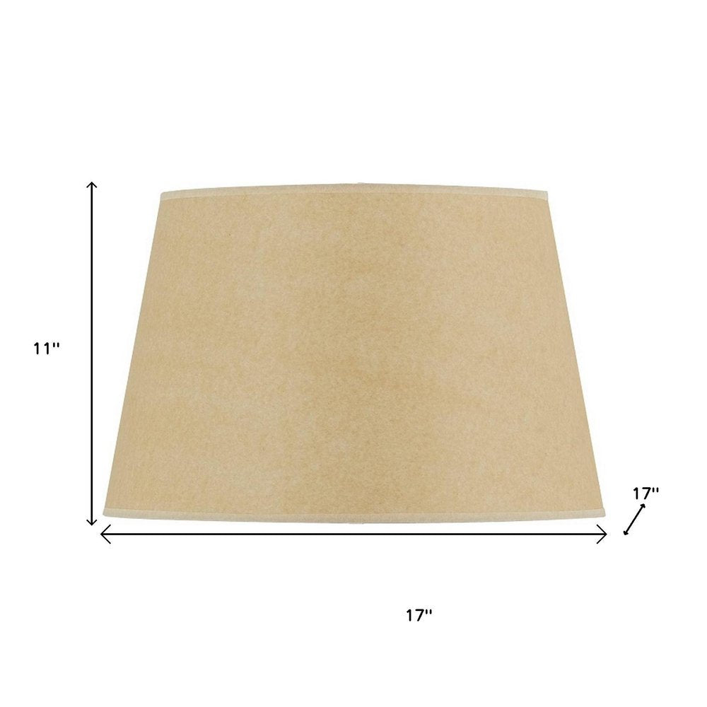 Tan Linen Plain Drum Lamp Shade on a white background