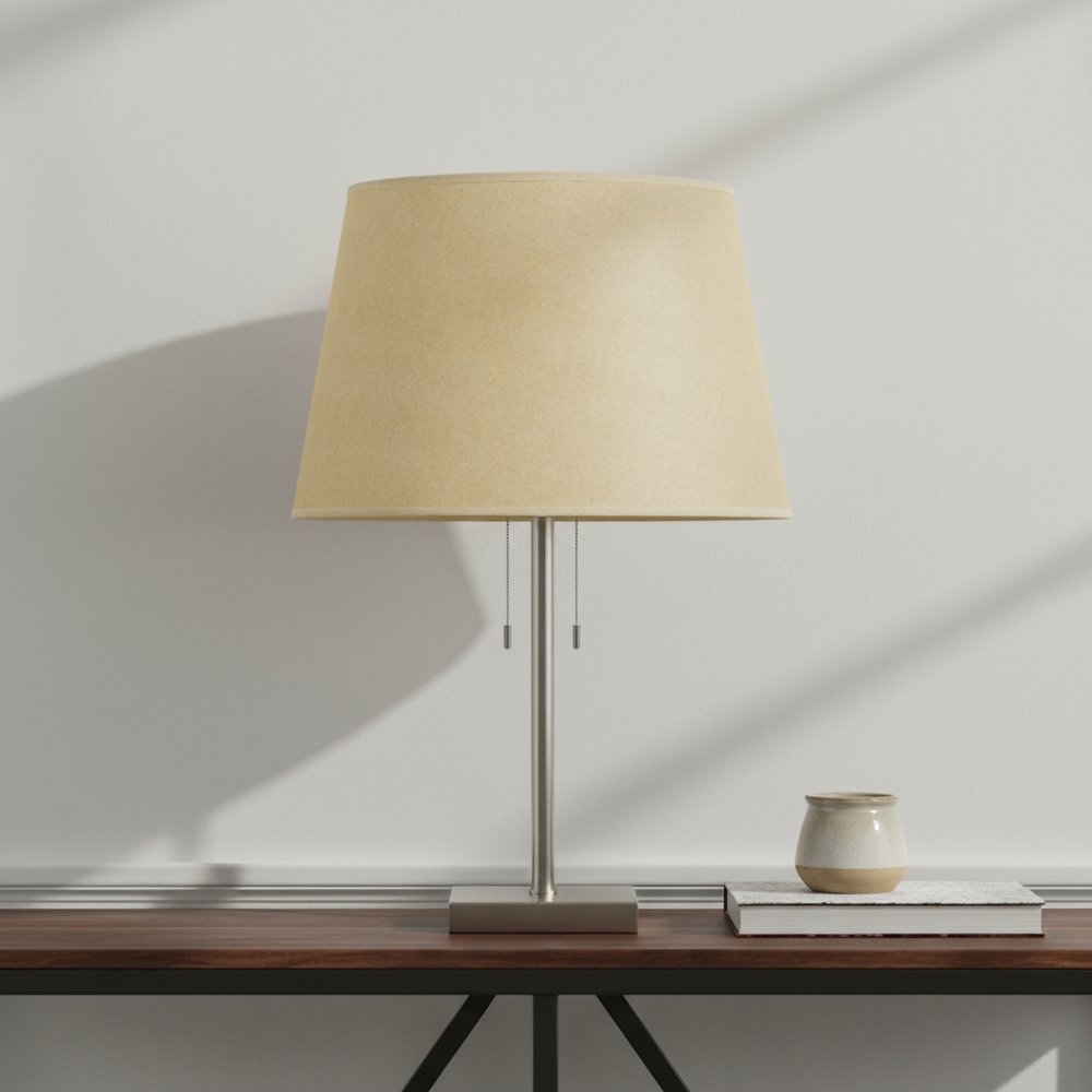 Tan Linen Plain Drum Lamp Shade in a home interior
