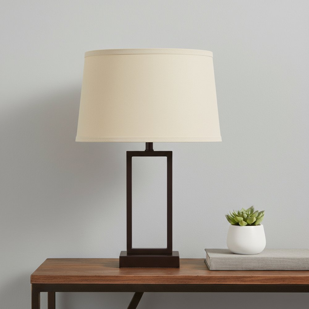 Tan Linen Drum Lamp Shade in a home interior