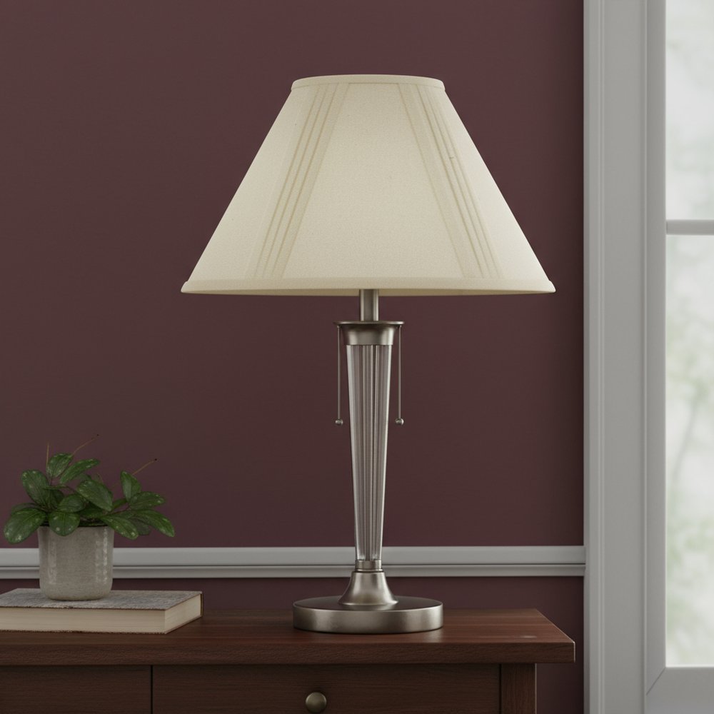 Off White Linen Pleated Empire Lamp Shade in a home interior