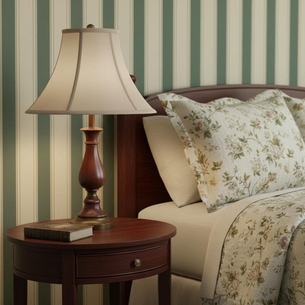 Pearl Silk Piped Bell Lamp Shade in a home interior