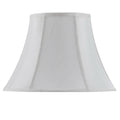 White Linen Piped Bell Lamp Shade on a white background