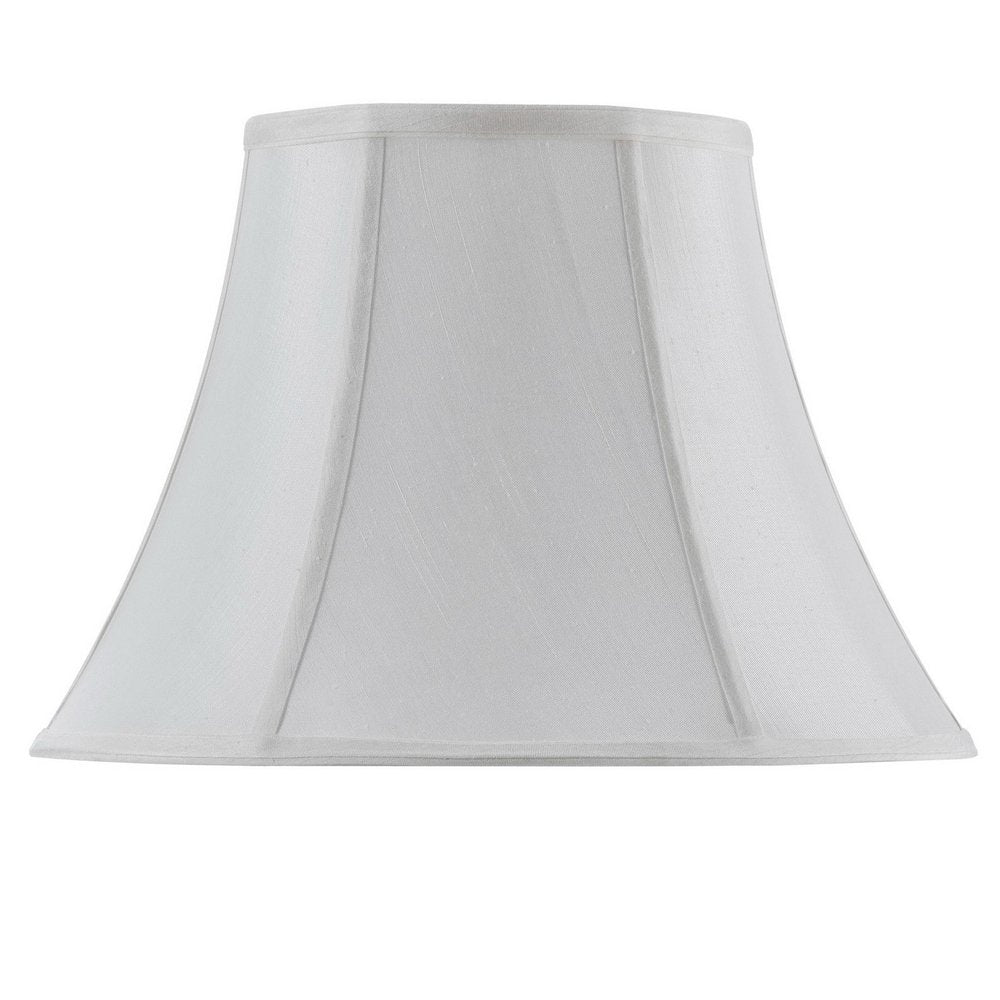 White Linen Piped Bell Lamp Shade on a white background