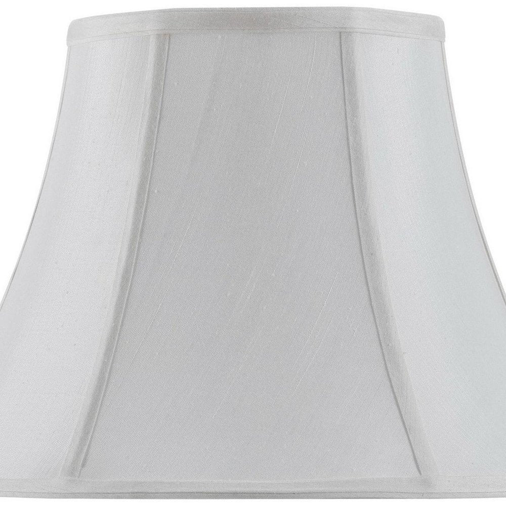 White Linen Piped Bell Lamp Shade