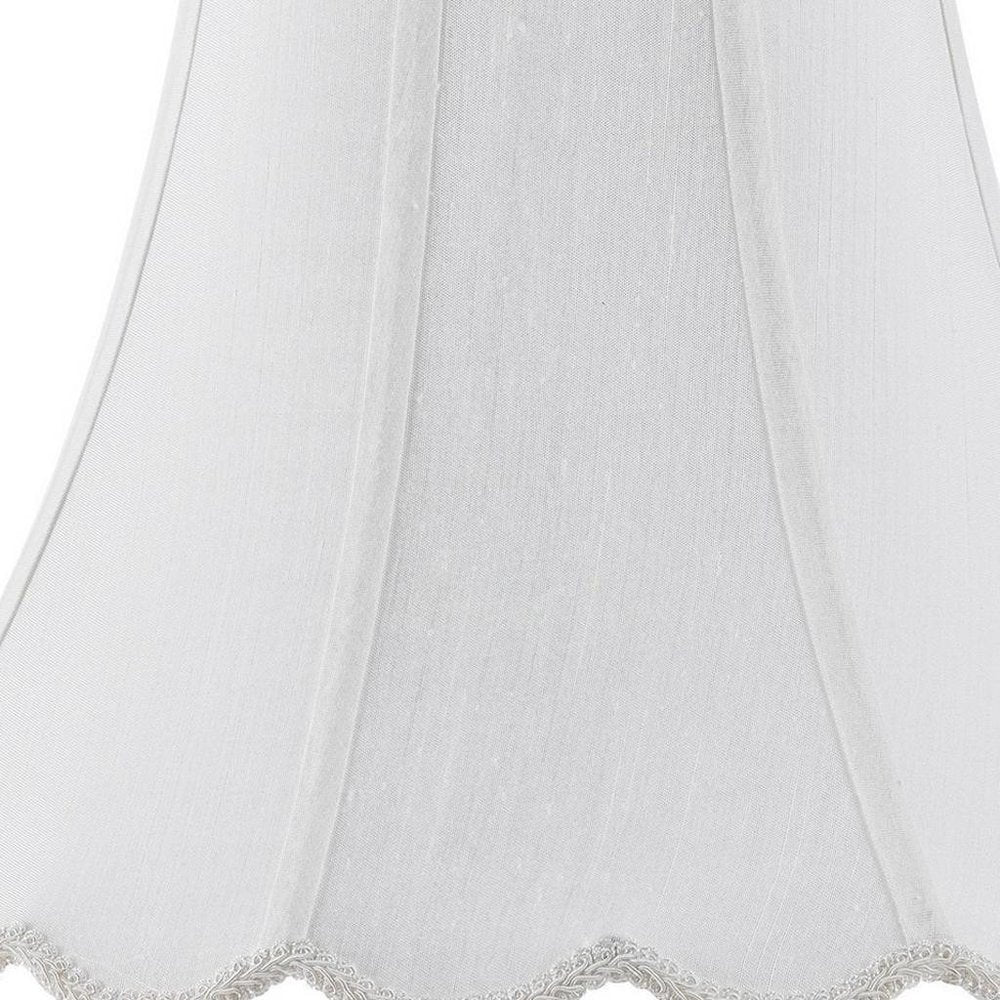 White Linen Piped Bell Lamp Shade close-up detail