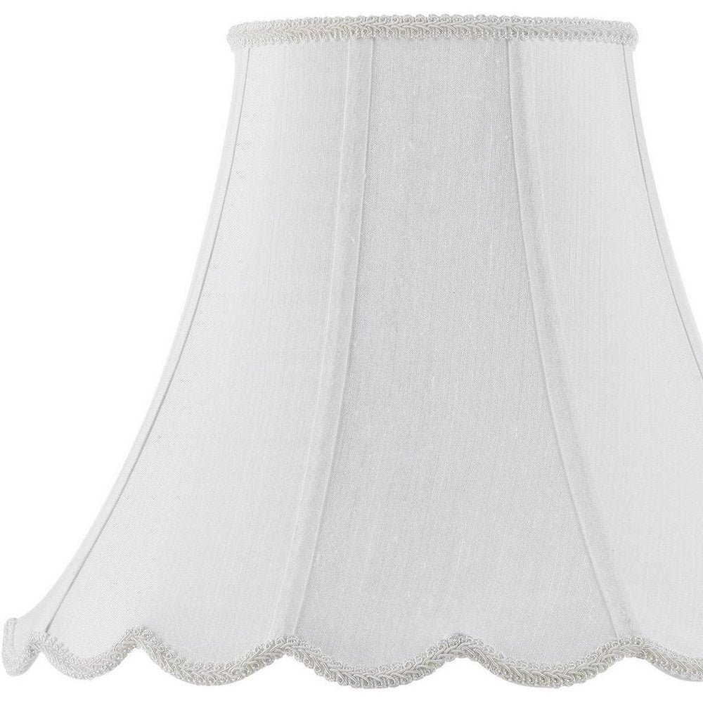 White Linen Piped Bell Lamp Shade - 10.75" H x 14.00" W x 14.00" D