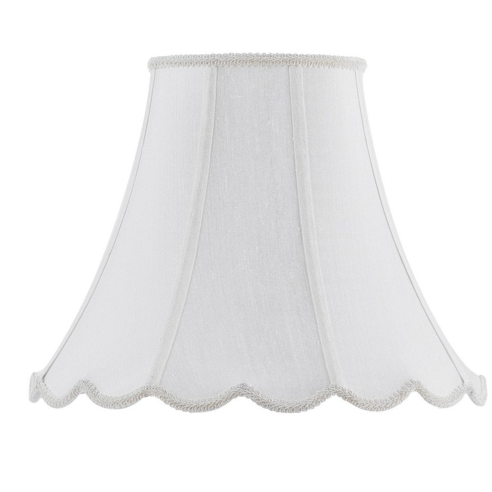 White Linen Piped Bell Lamp Shade - 10.75" H x 14.00" W x 14.00" D