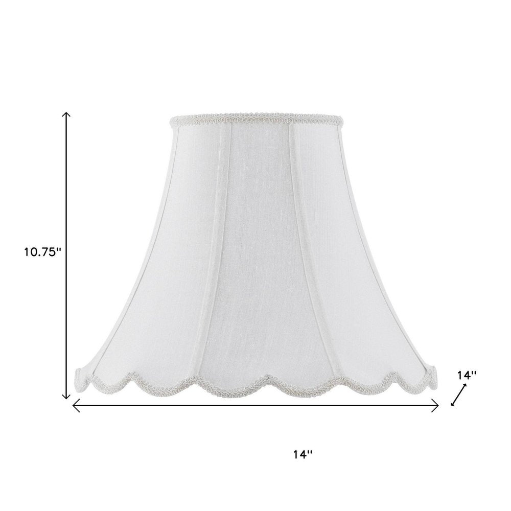White Linen Piped Bell Lamp Shade - 10.75" H x 14.00" W x 14.00" D