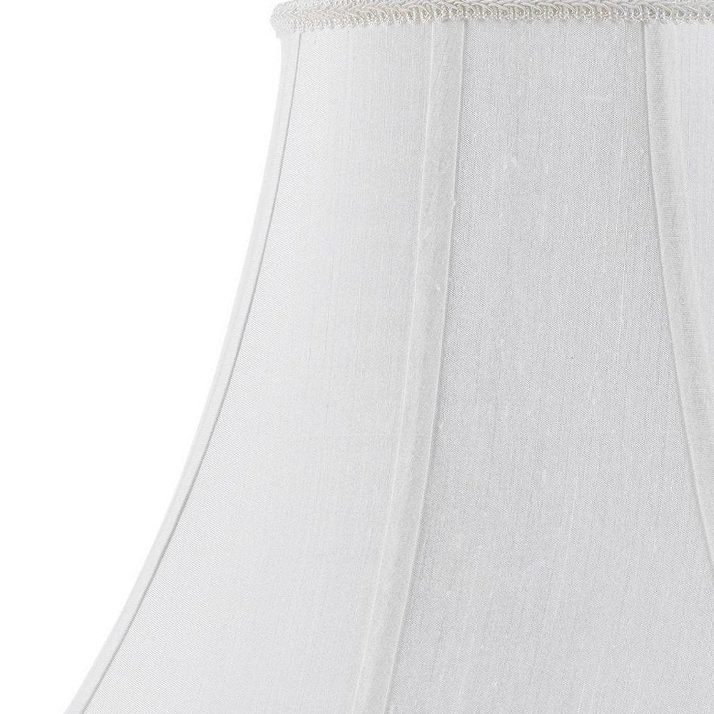 White Linen Piped Bell Lamp Shade - 12.00" H x 16.00" W x 16.00" D