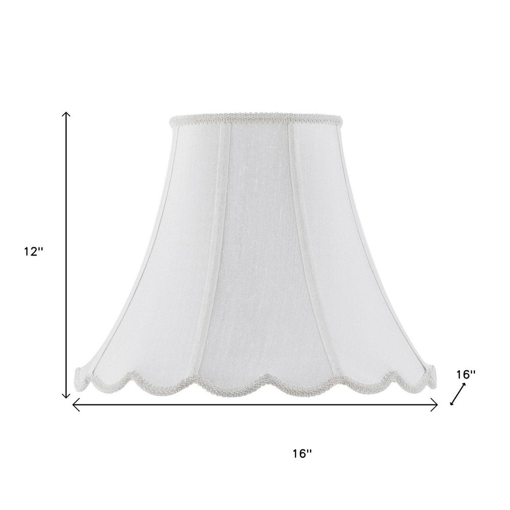 White Linen Piped Bell Lamp Shade - 12.00" H x 16.00" W x 16.00" D