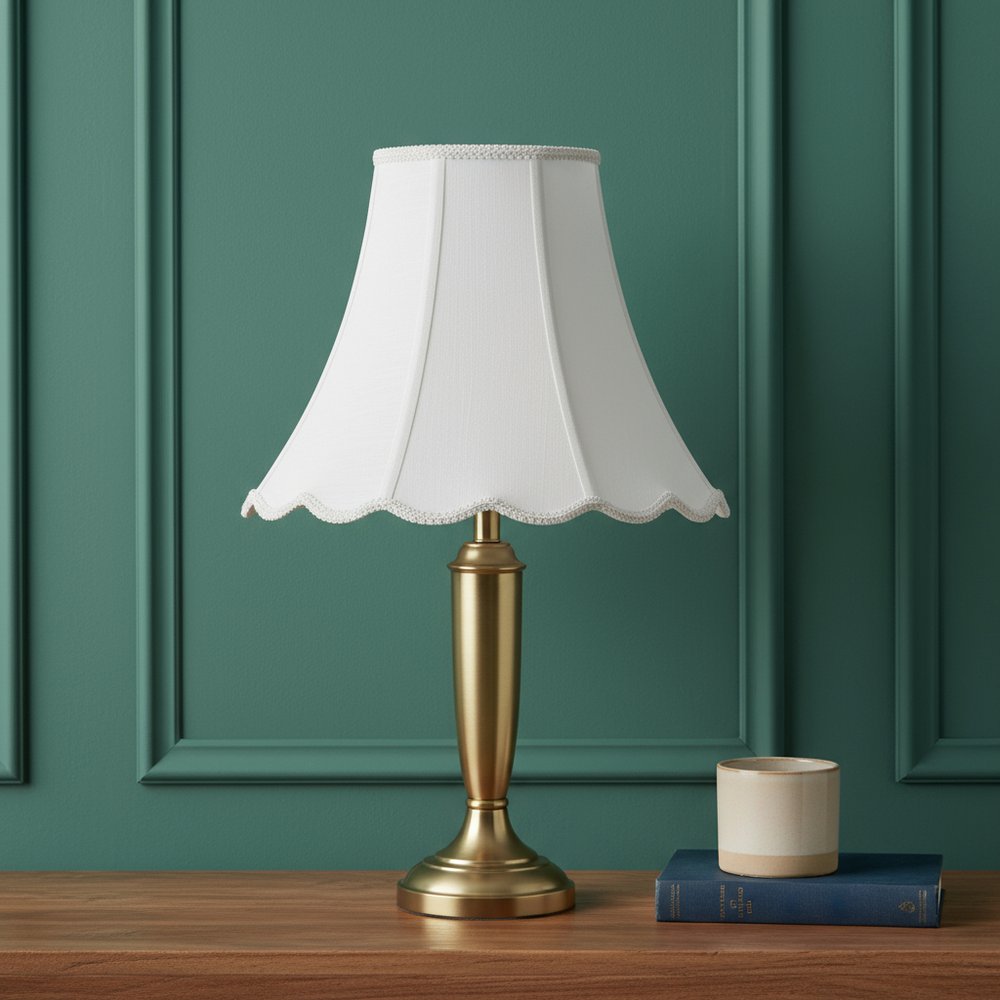 White Linen Piped Bell Lamp Shade - 12.00" H x 16.00" W x 16.00" D
