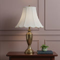 White Linen Piped Bell Lamp Shade