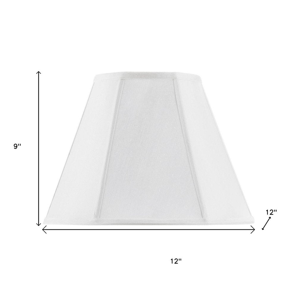 White Linen Piped Empire Lamp Shade - 9.00" H x 12.00" W x 12.00" D