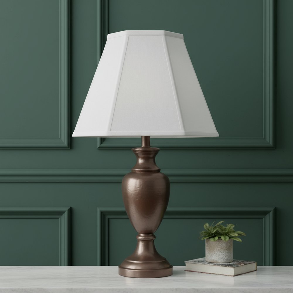 White Linen Piped Empire Lamp Shade - 9.00" H x 12.00" W x 12.00" D