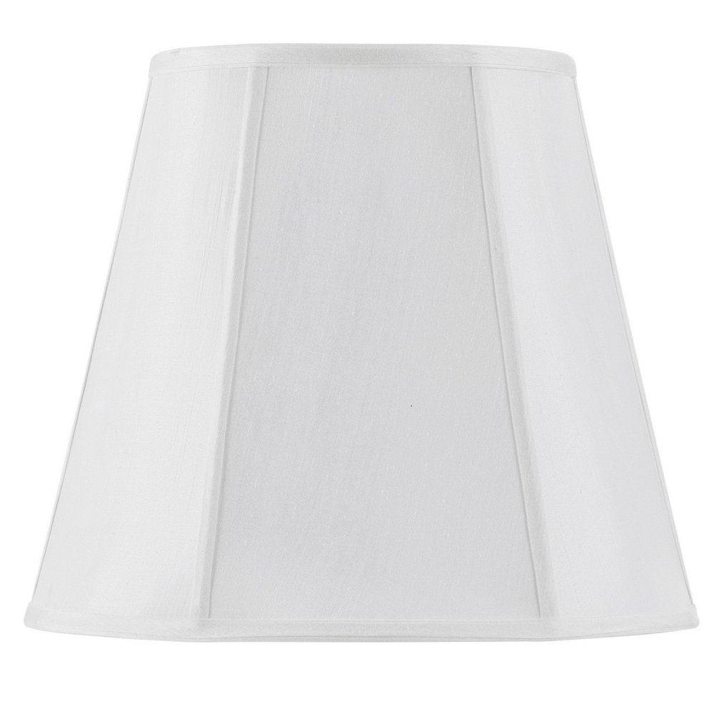 White Linen Piped Empire Lamp Shade - with Spider Attachment Type on a white background