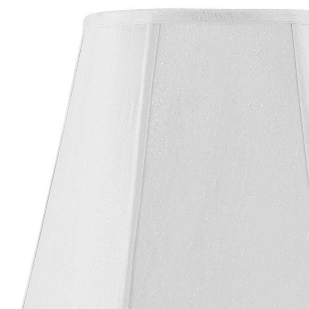 White Linen Piped Empire Lamp Shade - with Spider Attachment Type on a white background