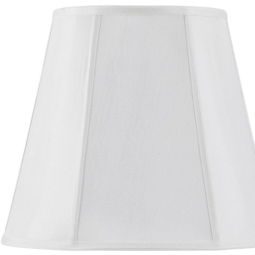White Linen Piped Empire Lamp Shade - with Spider Attachment Type on a white background