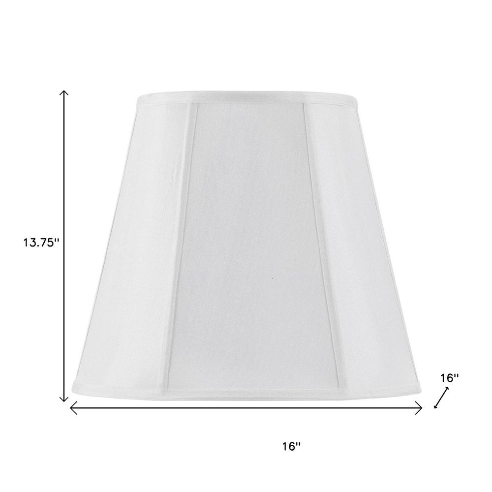 White Linen Piped Empire Lamp Shade - with Spider Attachment Type on a white background