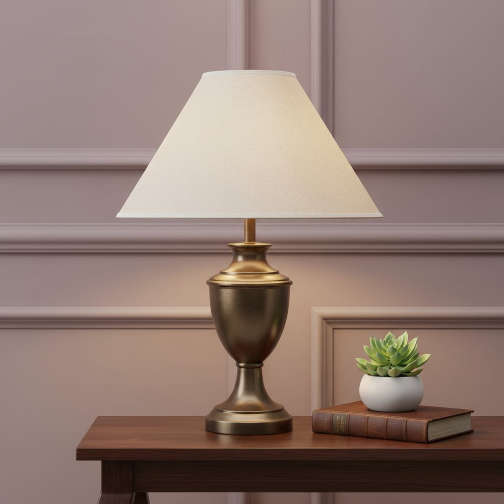 Light Brown Kraft Paper Plain Empire Lamp Shade in a home interior