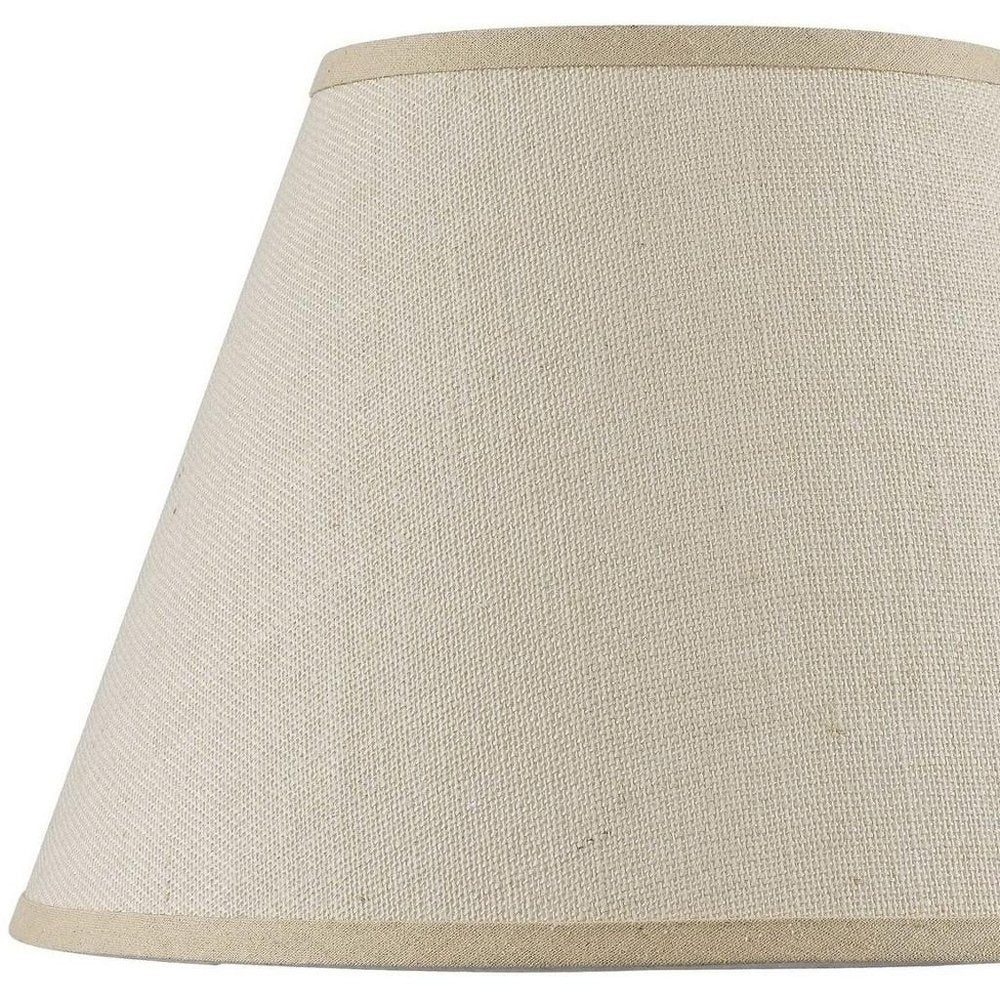 Light Brown Burlap Plain Drum Lamp Shade on a white background