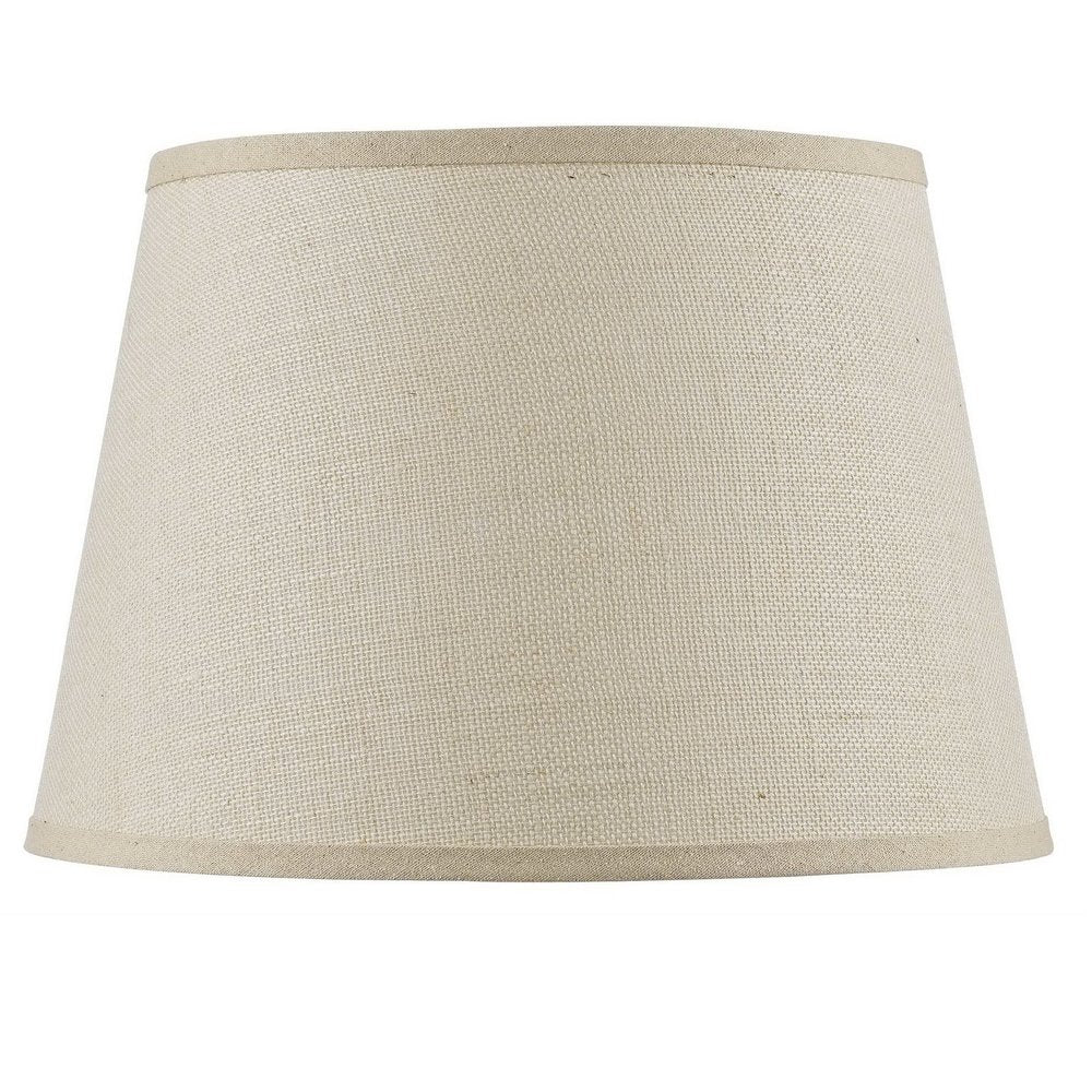 Light Brown Burlap Plain Drum Lamp Shade on a white background