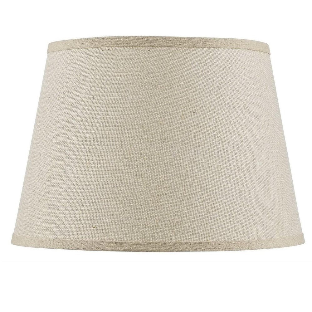 Light Brown Burlap Plain Drum Lamp Shade on a white background