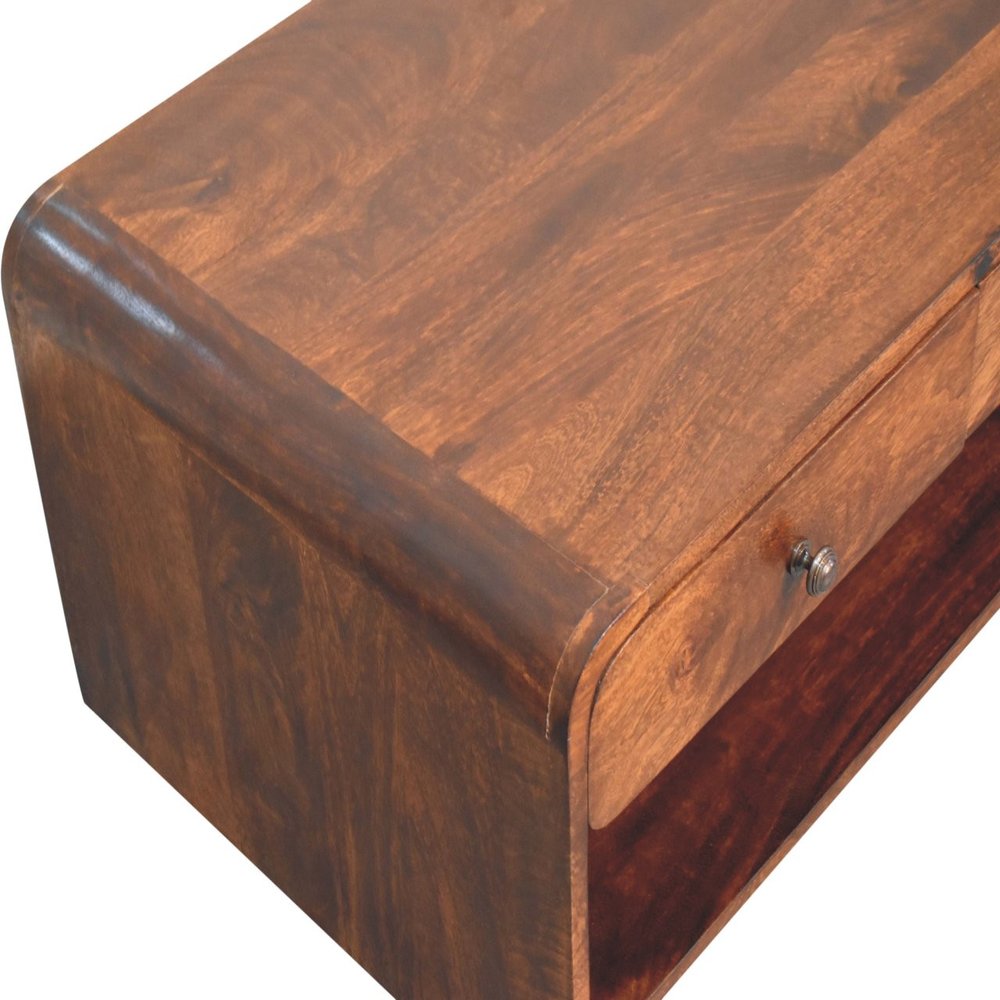 85" Chestnut Solid Wood Frame Coffee Table With Four Drawers