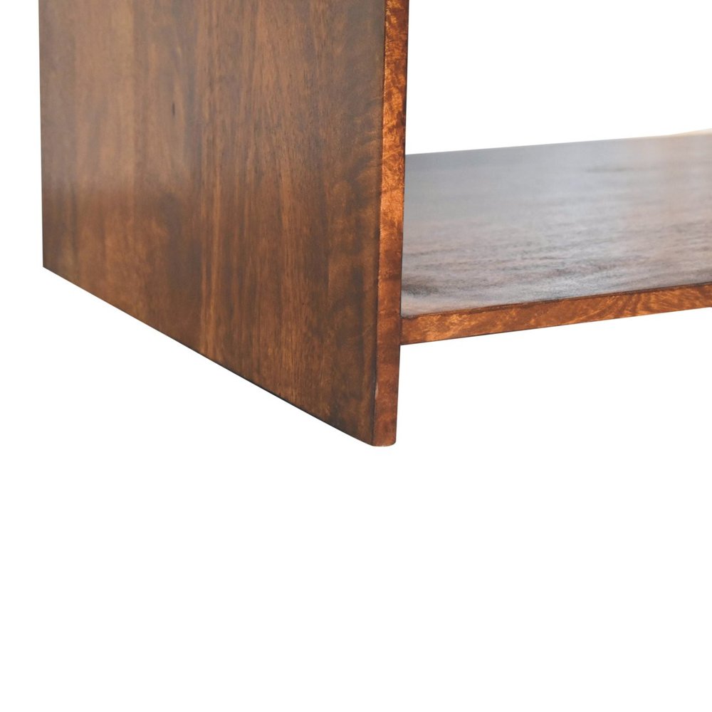 85" Chestnut Solid Wood Frame Coffee Table With Four Drawers on a white background
