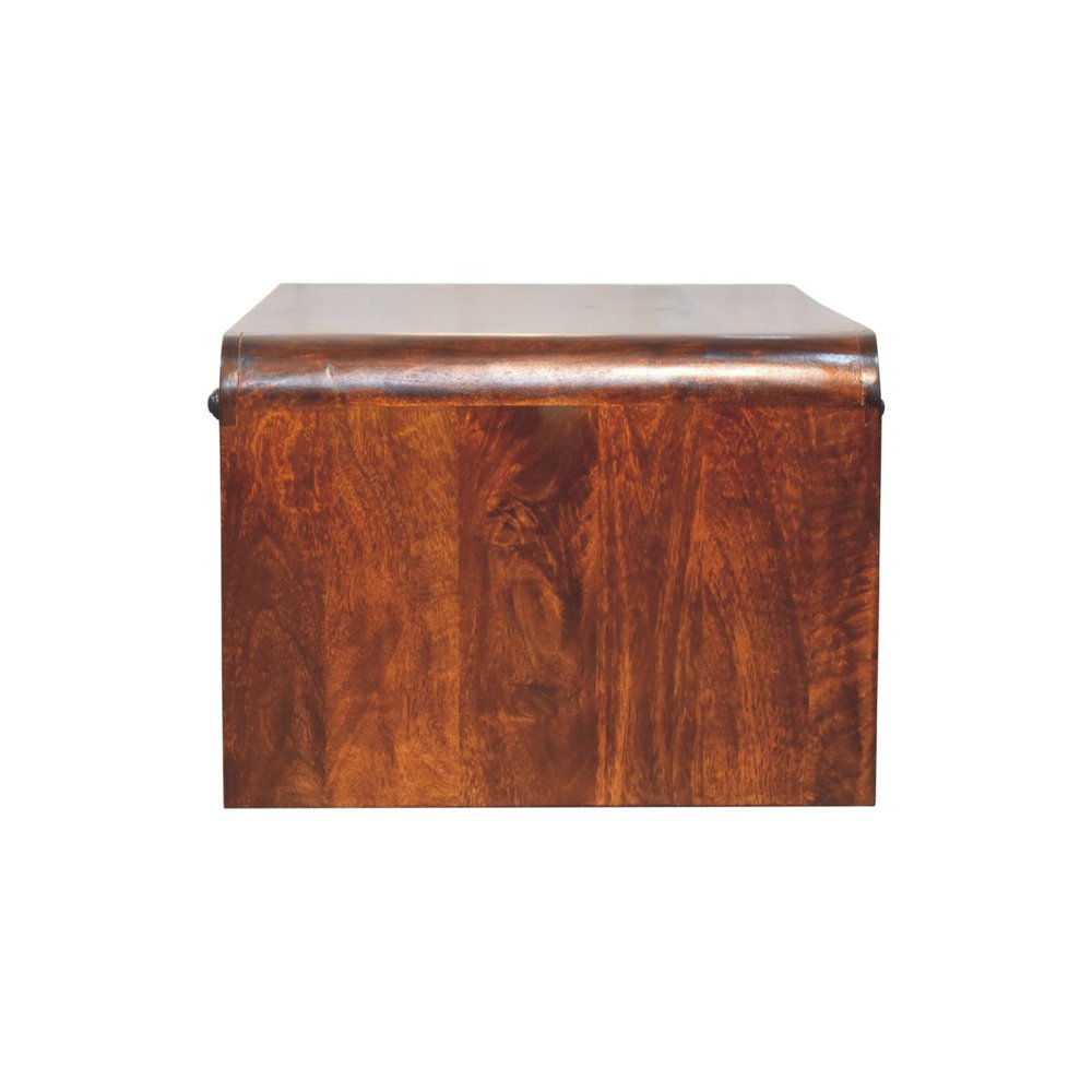 85" Chestnut Solid Wood Frame Coffee Table With Four Drawers on a white background
