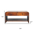 85" Chestnut Solid Wood Frame Coffee Table With Four Drawers on a white background