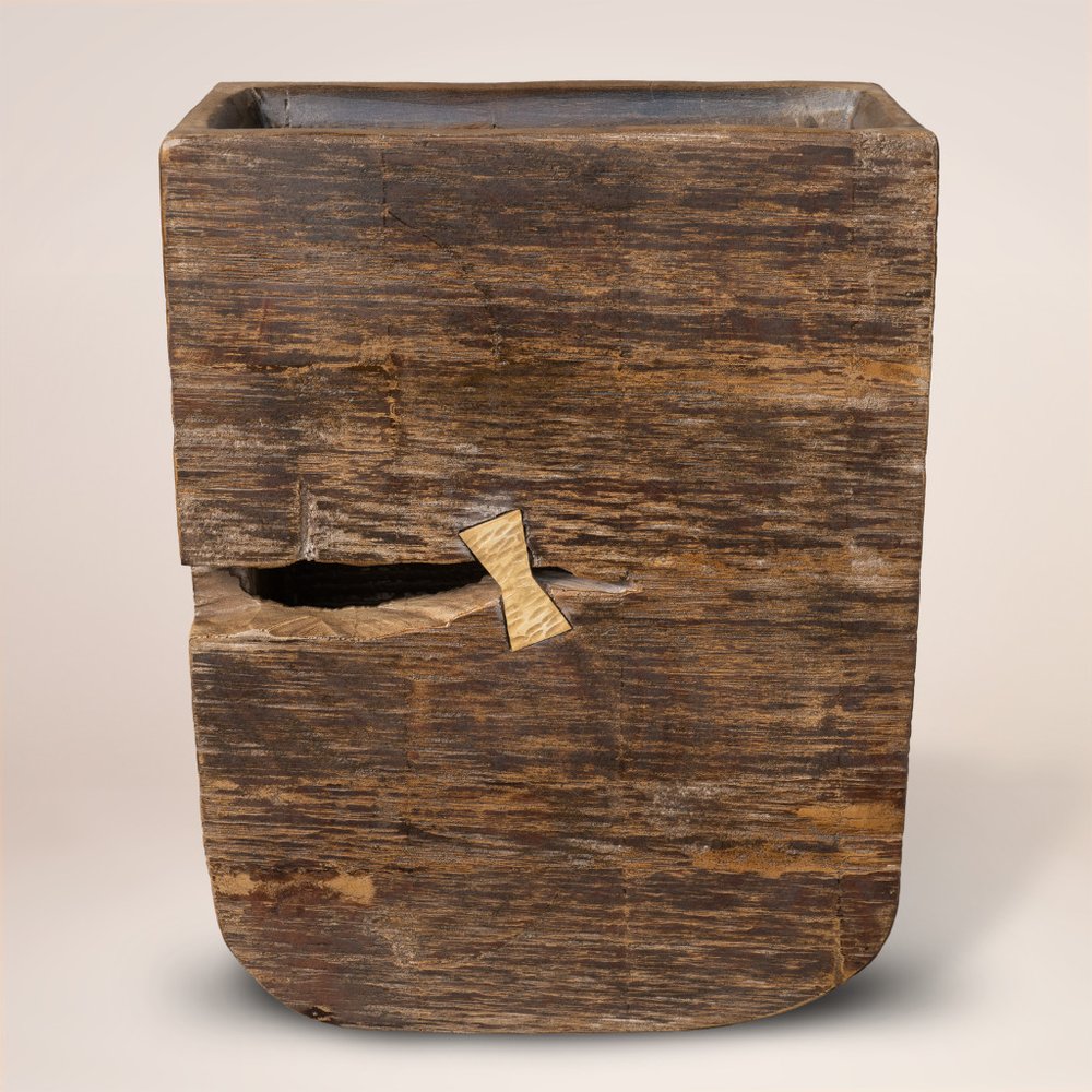 Brown Wood Pot Planter on a white background