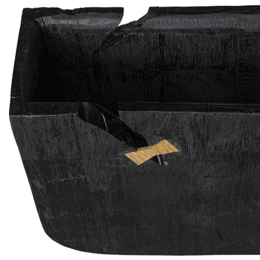 Black Wood Square Pot Planter