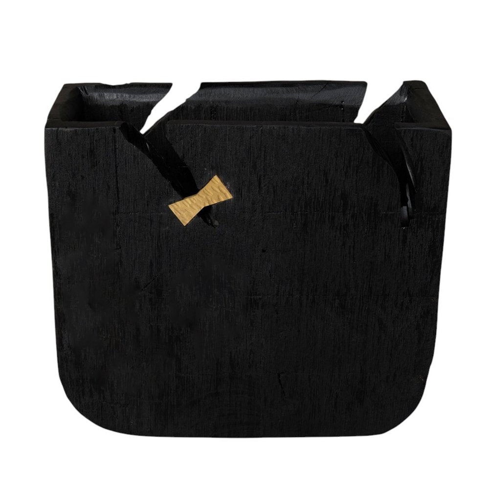 Black Wood Square Pot Planter on a white background