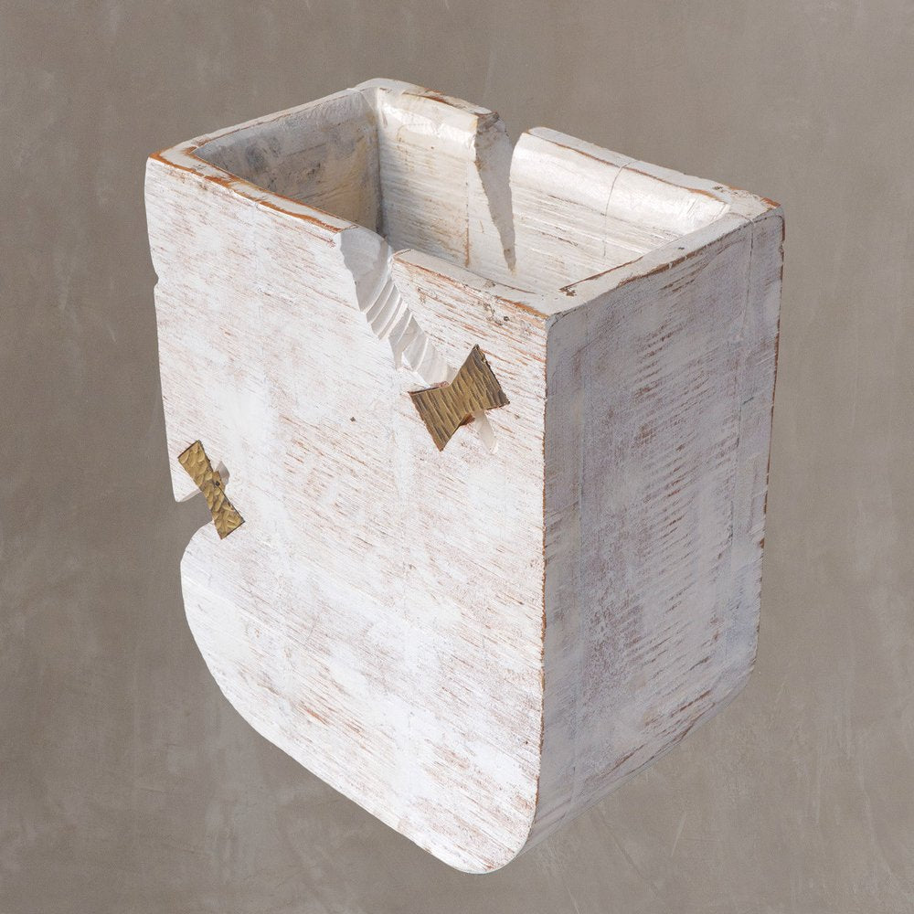 White Wood Pot Planter close-up detail