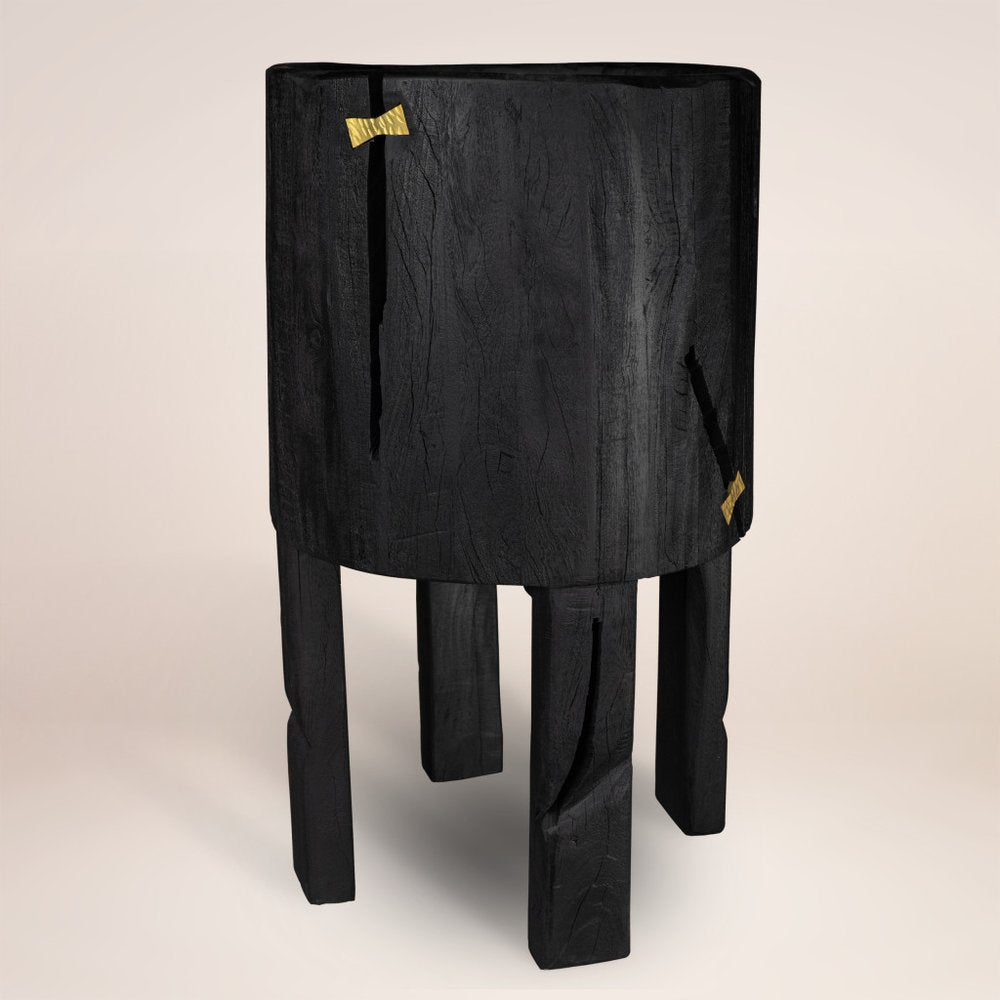 Black Wood Pot Planter on a white background
