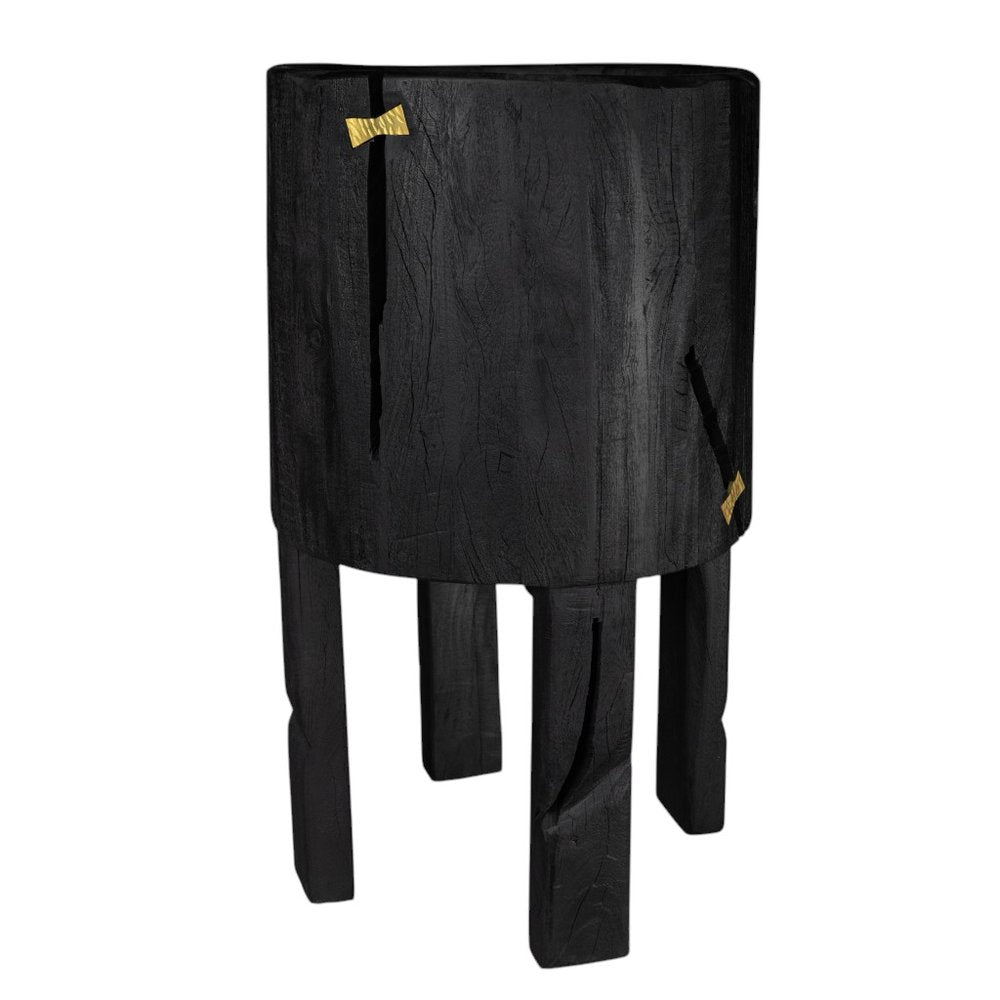 Black Wood Pot Planter on a white background